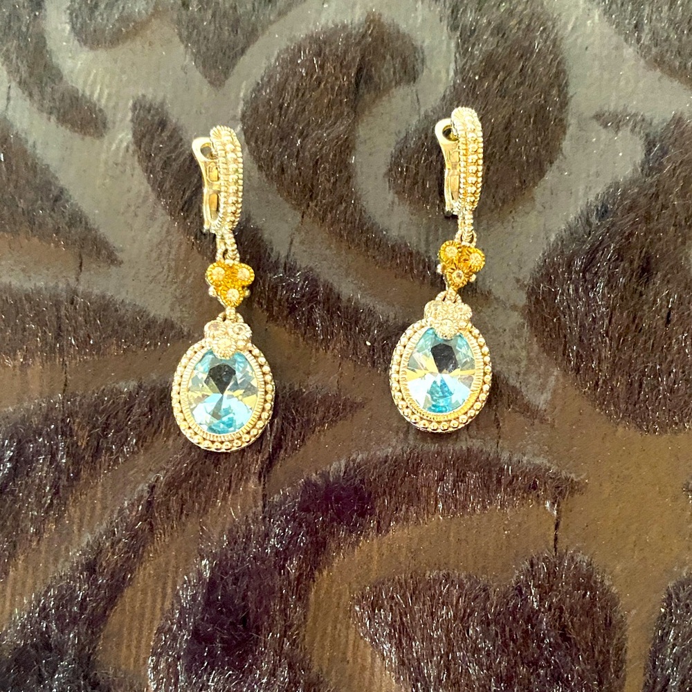 Beautiful 😻 Judith Ripka Aquamarine Crystal Drop Earrings